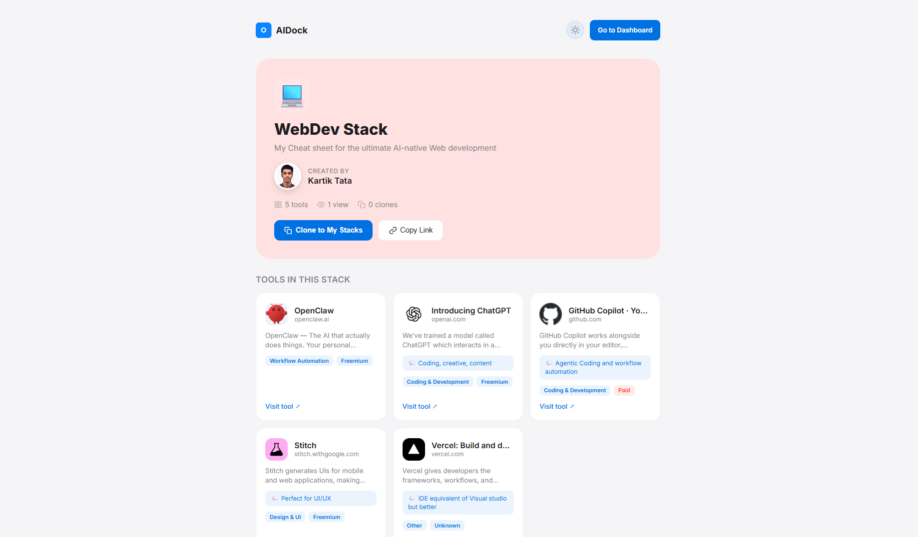 Share AI tools as stacks
