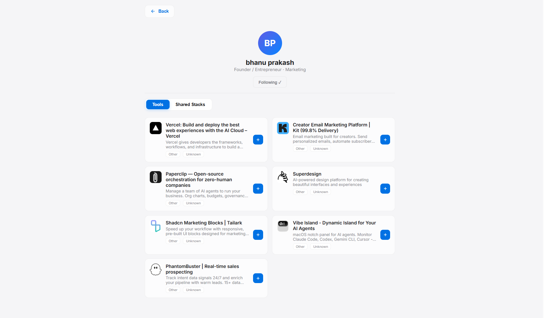 Follow users and discover tools